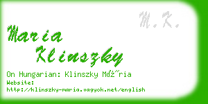 maria klinszky business card